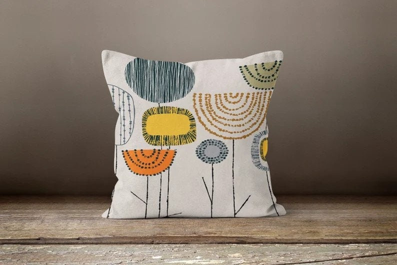 Dandelion Drawing Abstract Modern Silhouette Cushion Cover