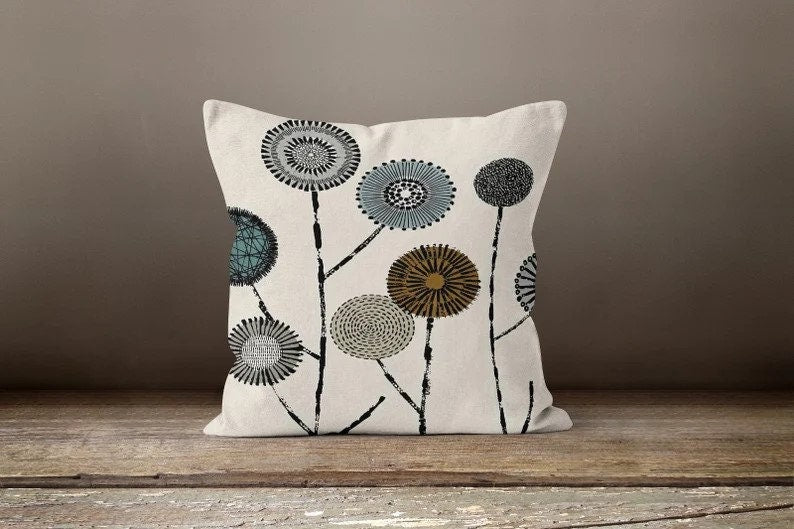 Dandelion Drawing Abstract Modern Silhouette Cushion Cover