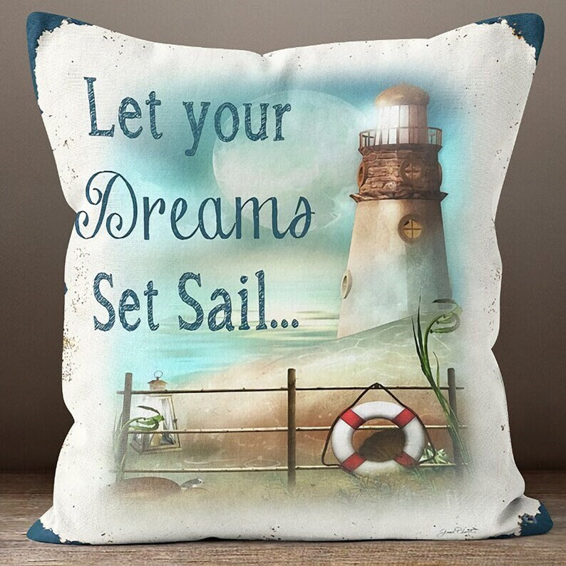 Blue Anchor and Rope Nautical&Coastal Cushion Cover