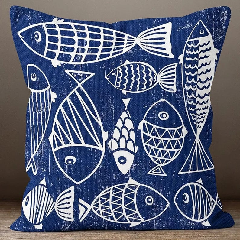 Blue Anchor and Rope Nautical&Coastal Cushion Cover
