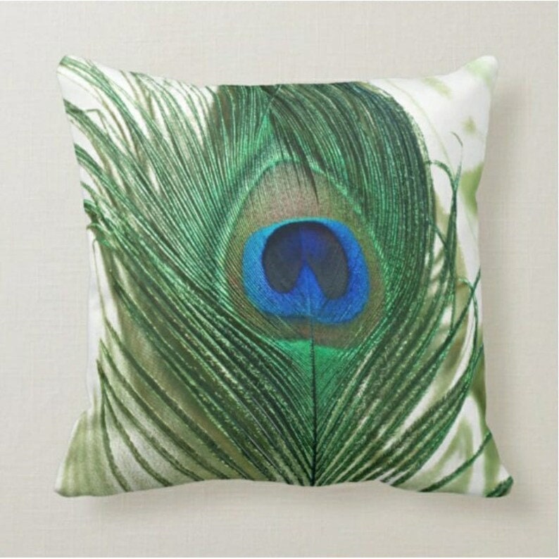 Peacock Print Cushion Cover with Peacock Feather Pattern