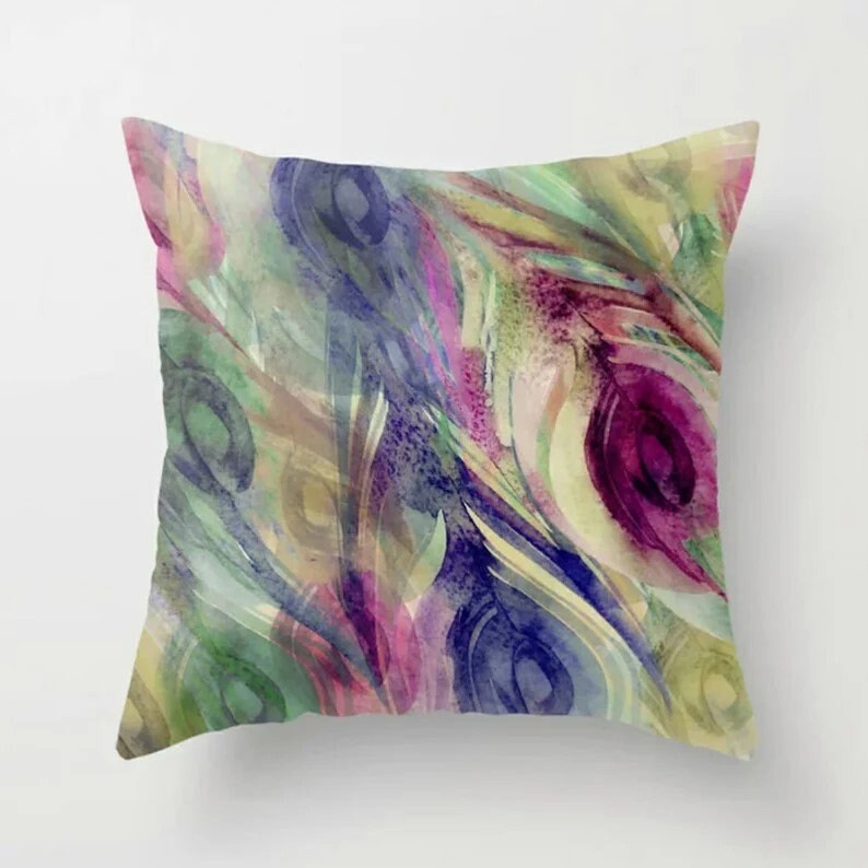 Tropical Blue and Green Peacock Decorative Cushion Cover