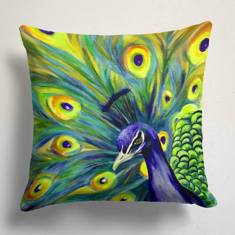 Peacock Feather Tropical Decorative Cushion Cover