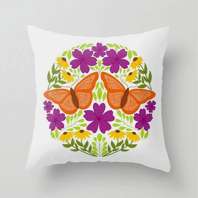 Colorful Monarch Butterfly Decorative Cushion Cover