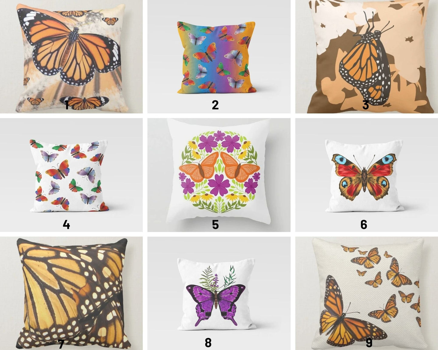 Colorful Monarch Butterfly Decorative Cushion Cover