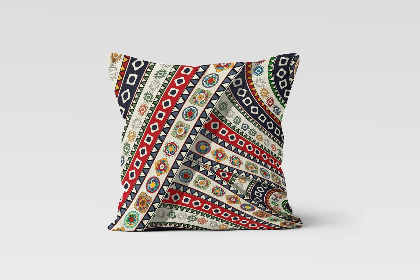 Vibrant Tribal Pattern Cushion Cover, Ethnic Geometric Decor