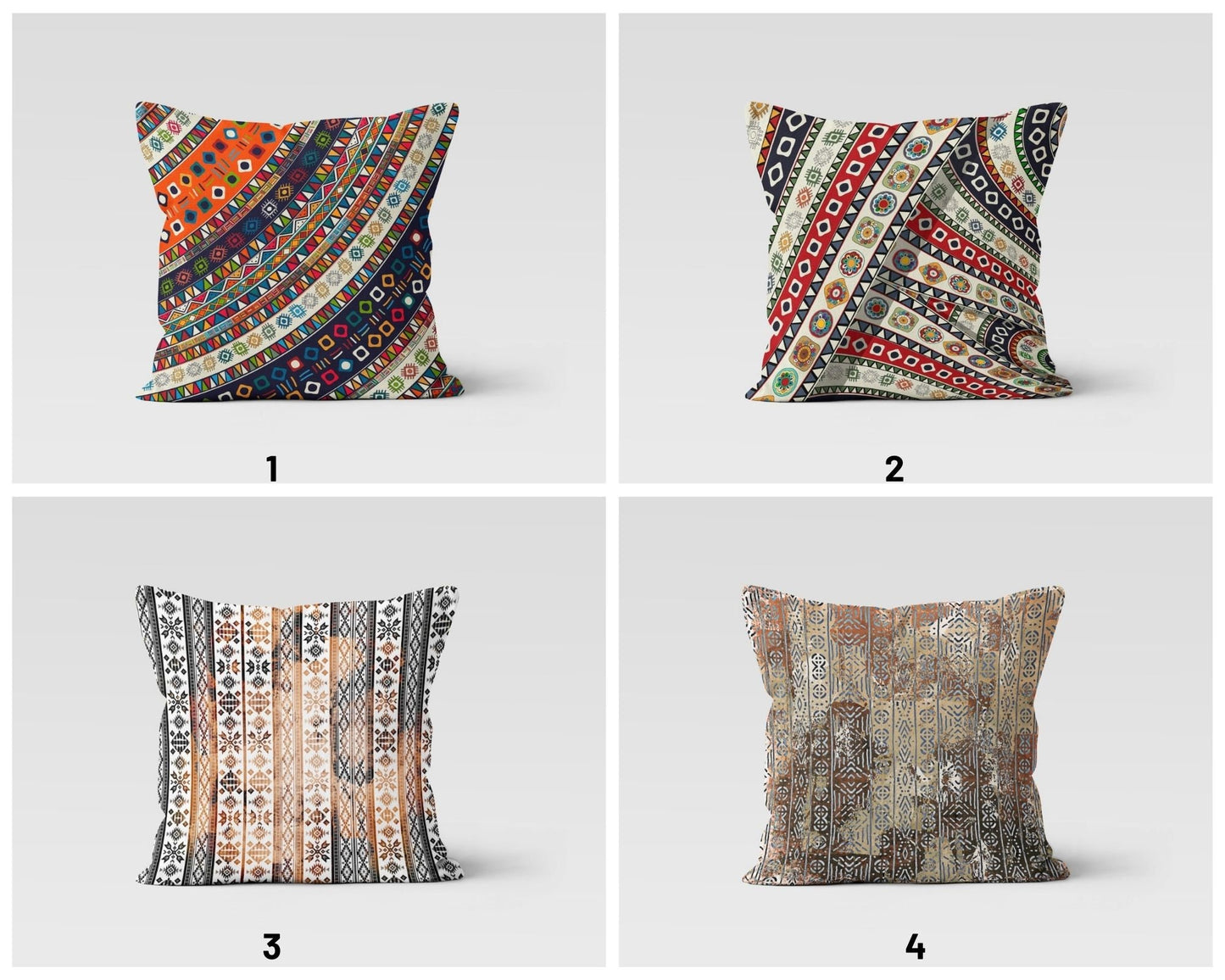 Vibrant Tribal Pattern Cushion Cover, Ethnic Geometric Decor