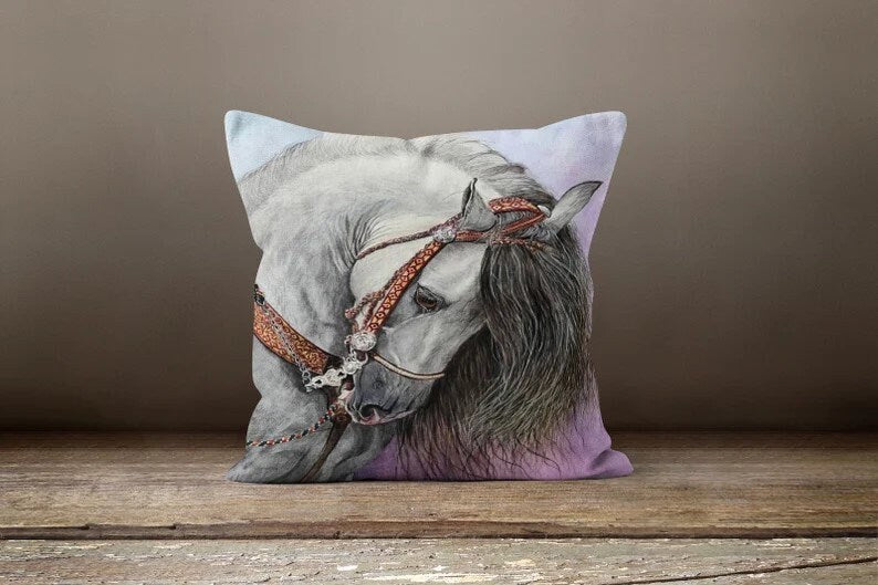 Black Horse Digital Print Cushion Cover