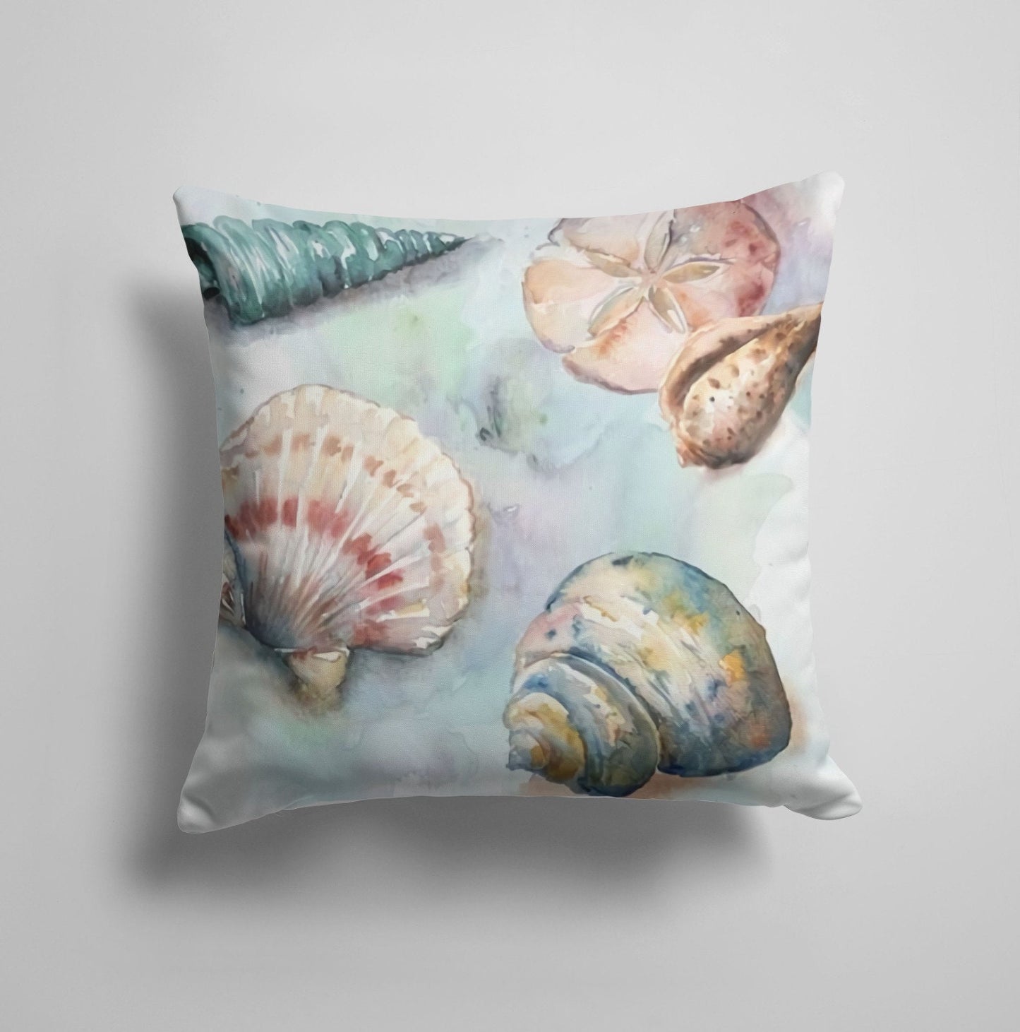 Oyster Seahorse Seashell Nautical Beach House Cushion Cover