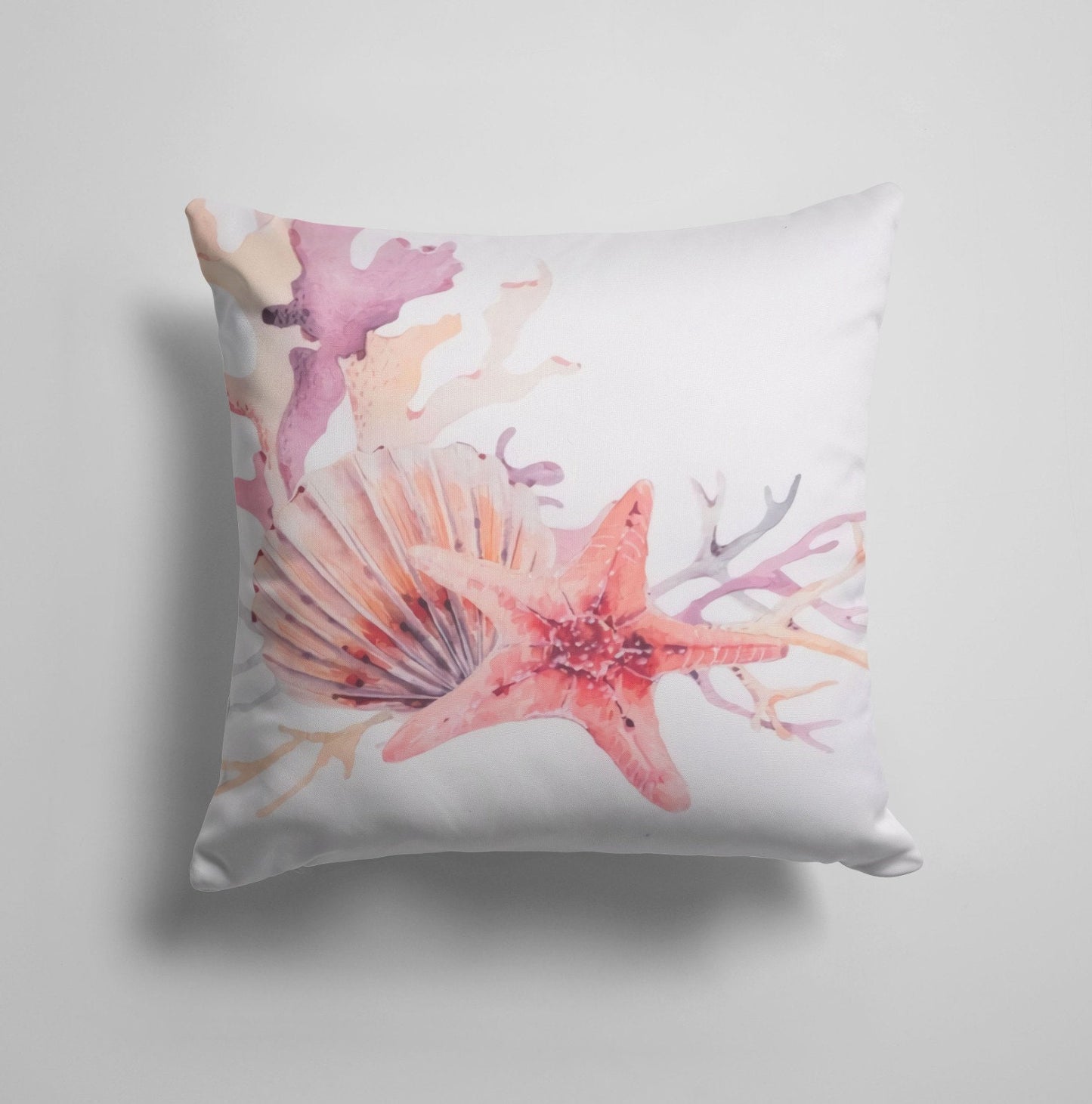 Oyster Seahorse Seashell Nautical Beach House Cushion Cover