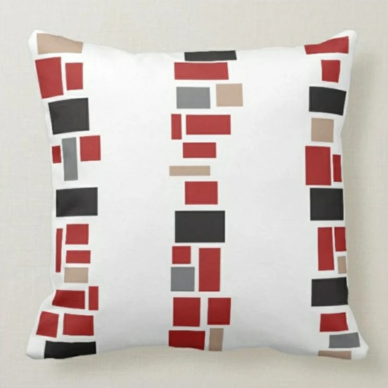 Red&Black Abstract Geometric Cushion Cover