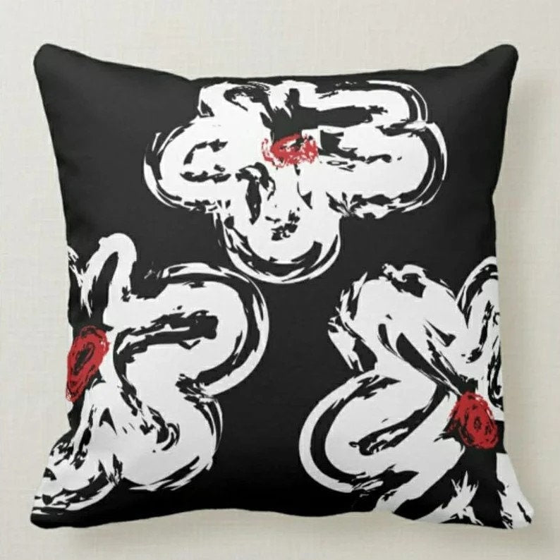 Red&Black Abstract Geometric Cushion Cover