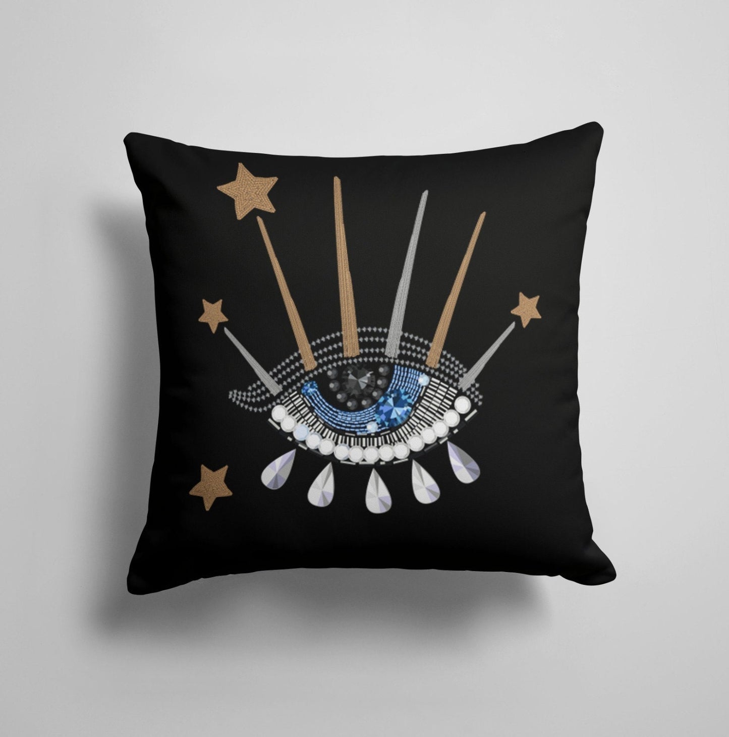 Blue Black Evil Eye Good Luck Cushion Cover