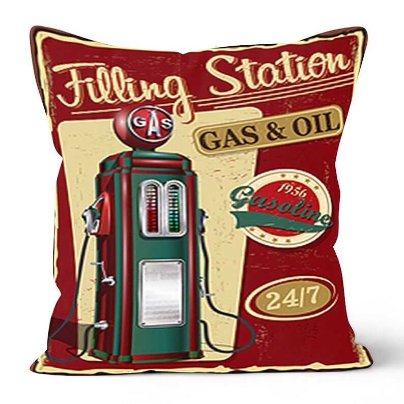 Retro Car Museum, Classic Auto, Nostalgic Garage Cushion Cover