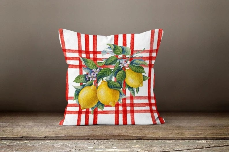 Sunny Stripes, Rustic, Vintage Lemon Crate Cushion Cover
