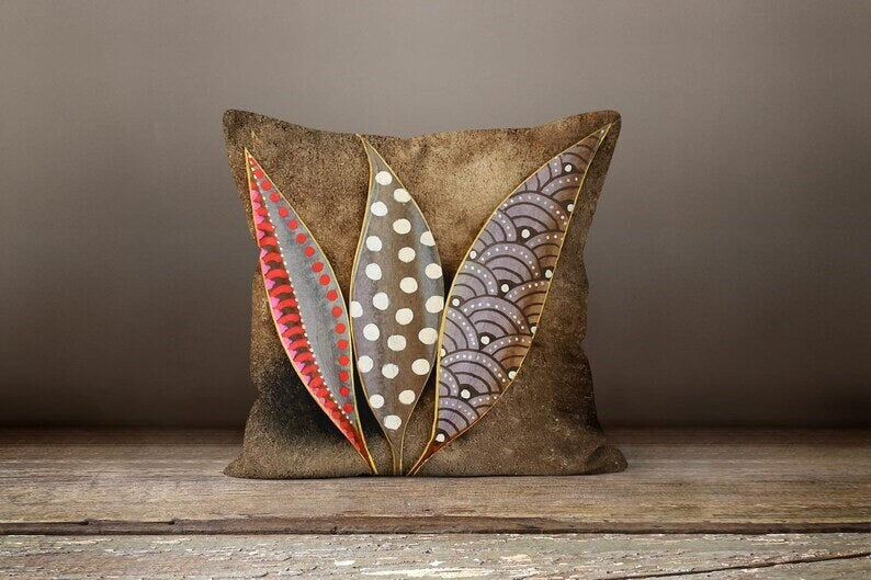 Beige Floral Decorative Cushion Cover
