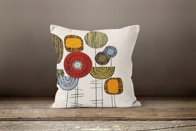 Dandelion Drawing Abstract Modern Silhouette Cushion Cover