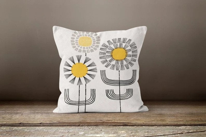 Dandelion Drawing Abstract Modern Silhouette Cushion Cover