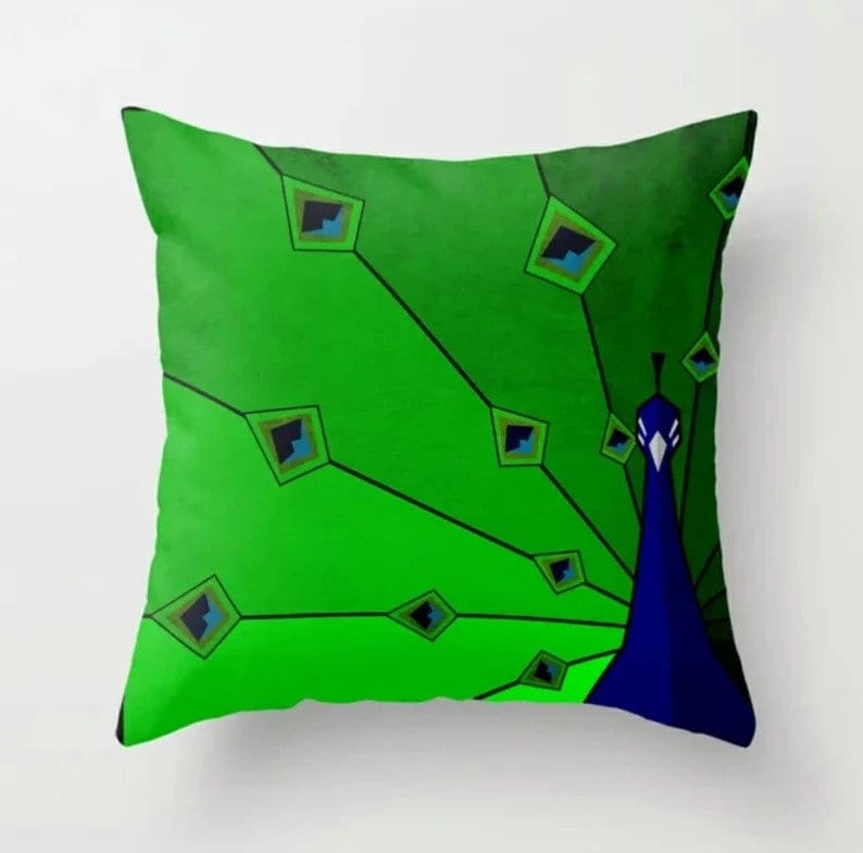 Tropical Blue and Green Peacock Decorative Cushion Cover