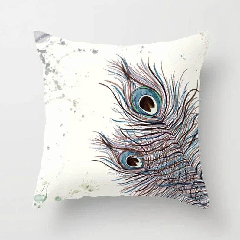 Tropical Blue and Green Peacock Decorative Cushion Cover