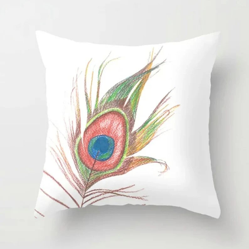 Tropical Blue and Green Peacock Decorative Cushion Cover