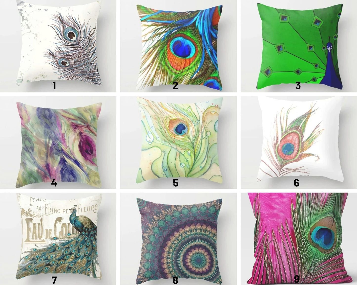 Tropical Blue and Green Peacock Decorative Cushion Cover