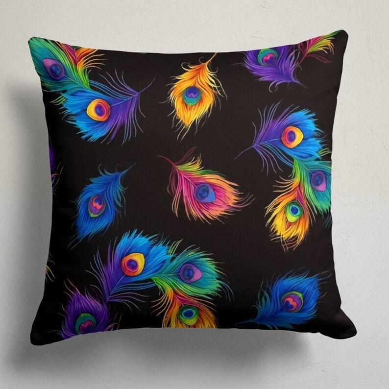Peacock Feather Tropical Decorative Cushion Cover