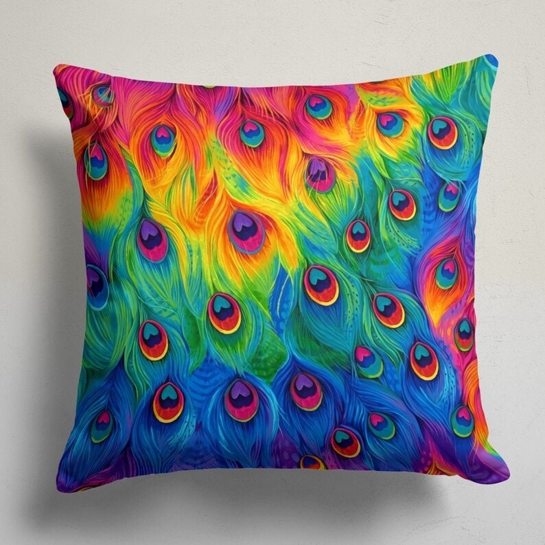 Peacock Feather Tropical Decorative Cushion Cover