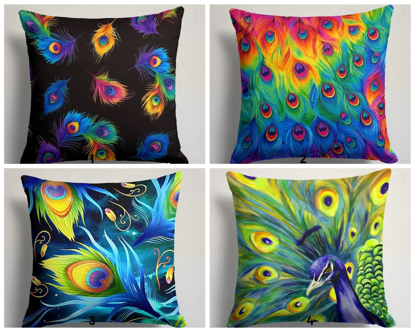 Peacock Feather Tropical Decorative Cushion Cover