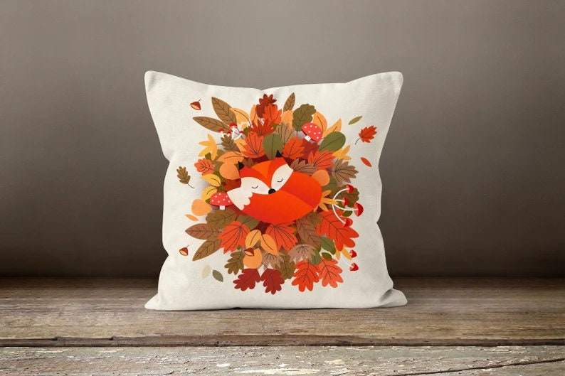 Squirrel and Terracotta Plaid Autumn Inspired Cushion Cover