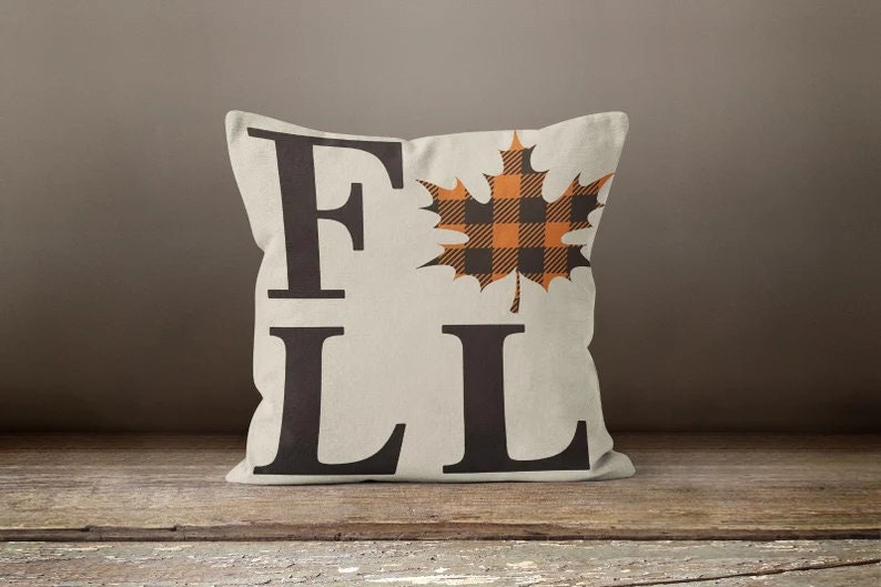 Fall Autumn Orange Yellow Dry Leaves Cushion Cover