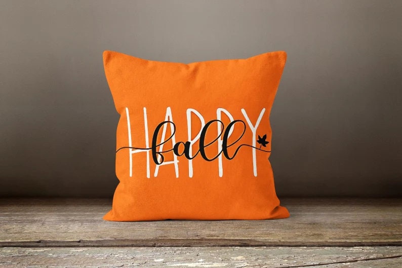 Fall Autumn Orange Yellow Dry Leaves Cushion Cover
