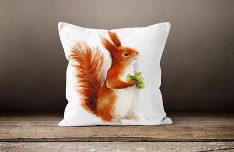 Squirrel Acorn Autumn and Fall Inspired Cushion Cover