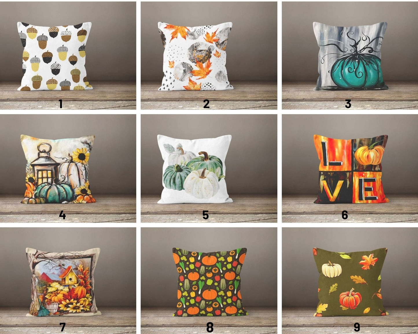 Acorns, Fall Leaves Cushion Cover, Elegant Autumn Farmhouse Decor