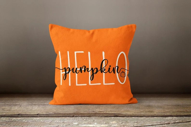 Pumpkin Orange Leaves Autumn Cushion Cover