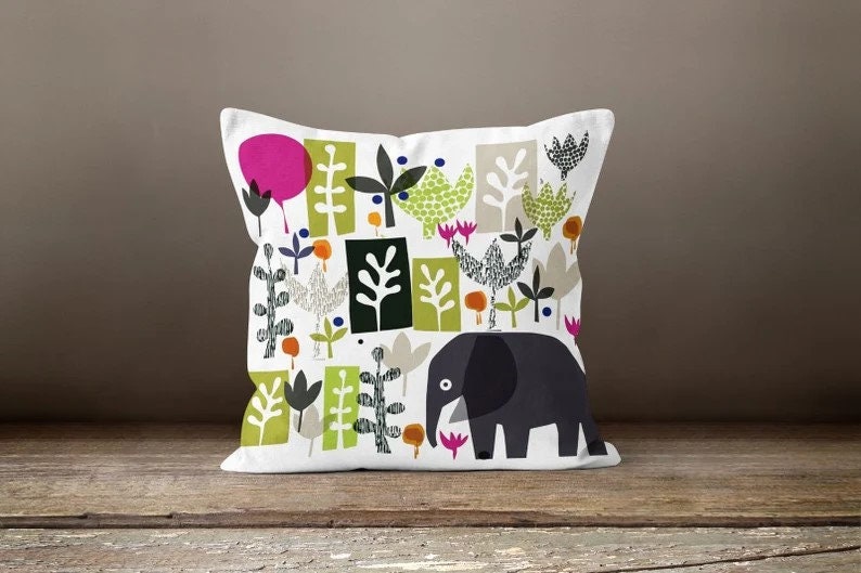Elephant Print Animal Safari Pattern Throw Cushion Cover