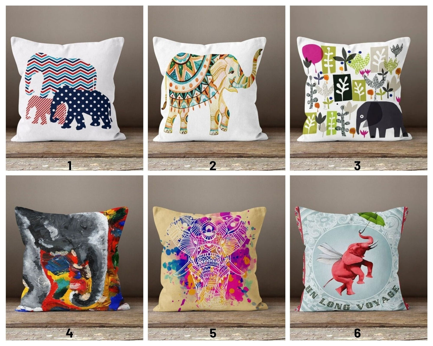 Elephant Print Animal Safari Pattern Throw Cushion Cover