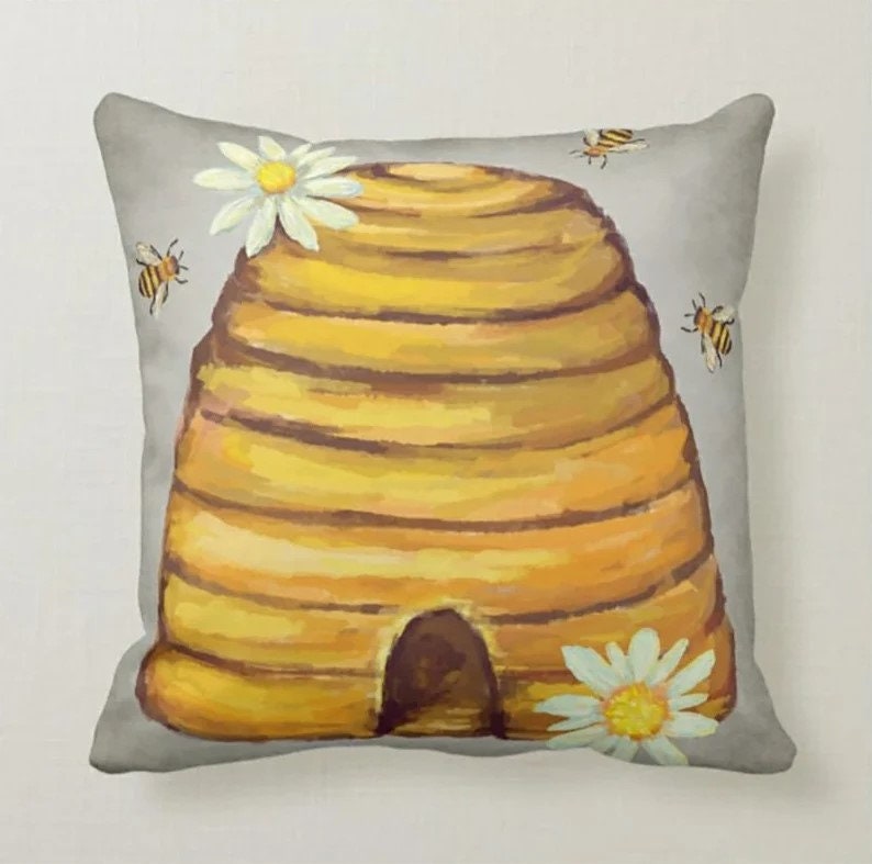 Cute Bee Pattern Yellow and Black Queen Bee Cushion Cover