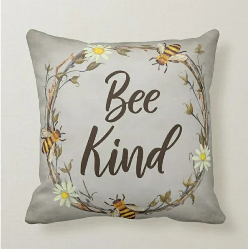 Cute Bee Pattern Yellow and Black Queen Bee Cushion Cover