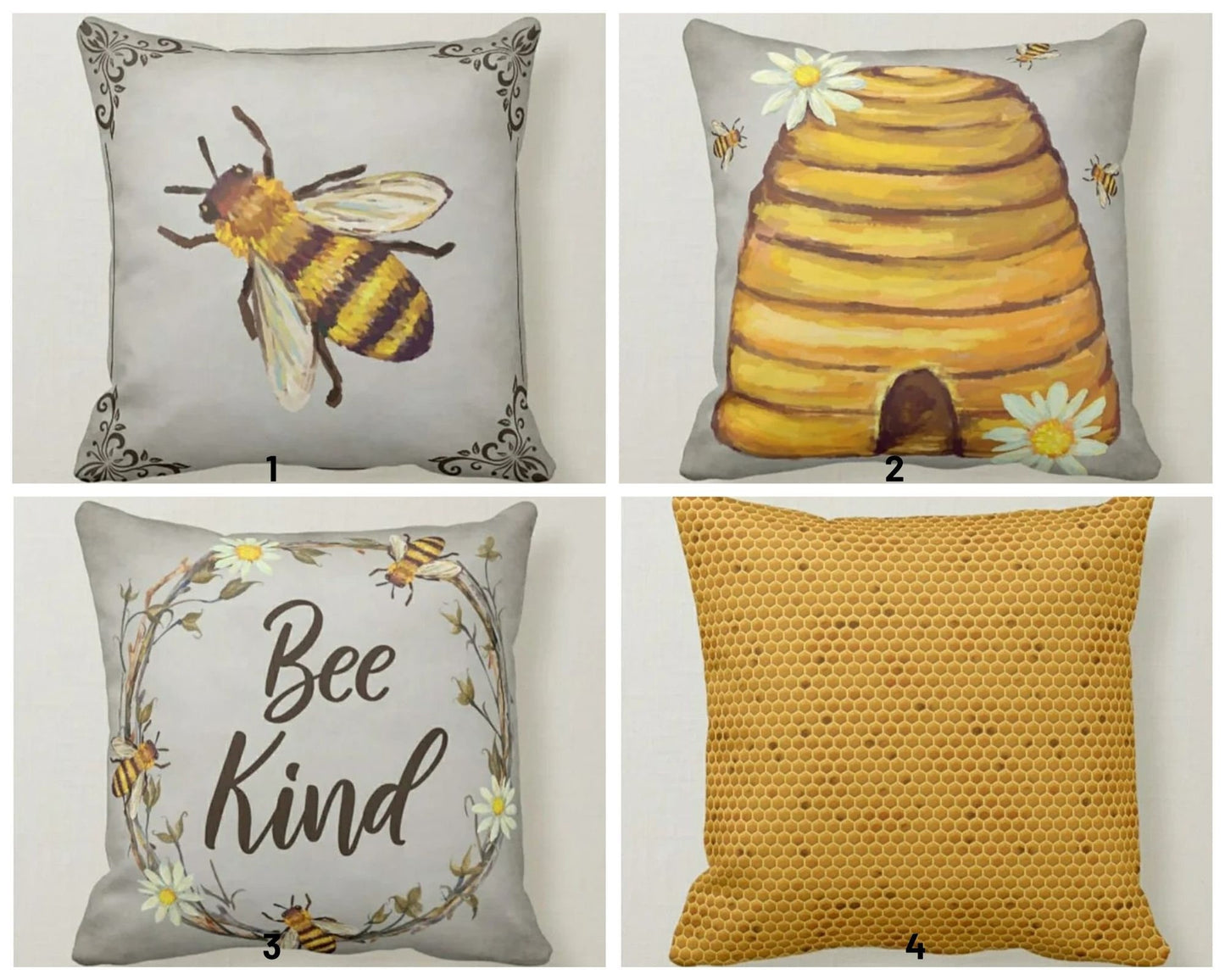 Cute Bee Pattern Yellow and Black Queen Bee Cushion Cover