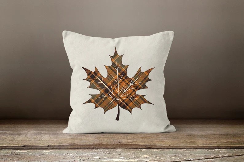Autumn Dry Leaves and Pumpkins Wreath Design Cushion Cover