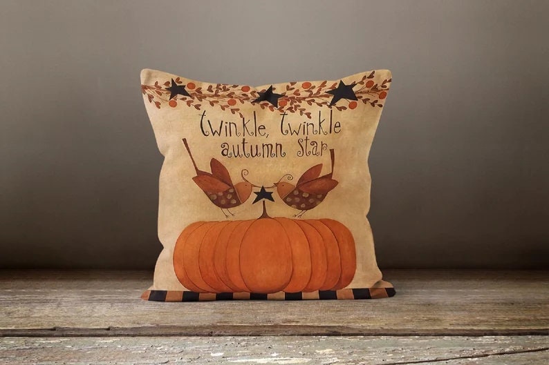 Autumn Dry Leaves and Pumpkins Wreath Design Cushion Cover