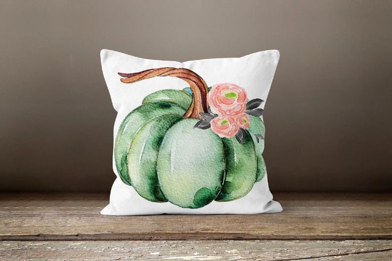 Autumn Dry Leaves and Pumpkins Wreath Design Cushion Cover