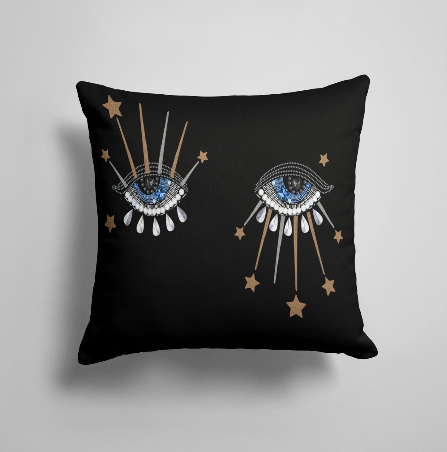 Blue Black Evil Eye Good Luck Cushion Cover