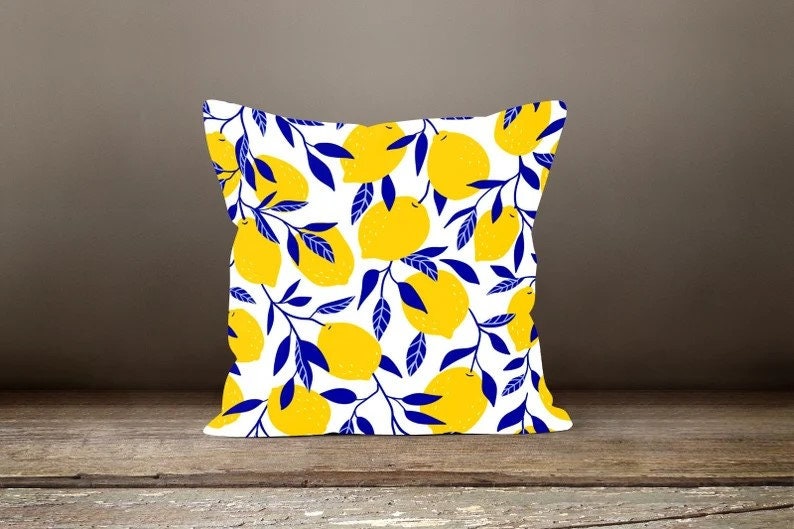 Sunny Stripes, Rustic, Vintage Lemon Crate Cushion Cover