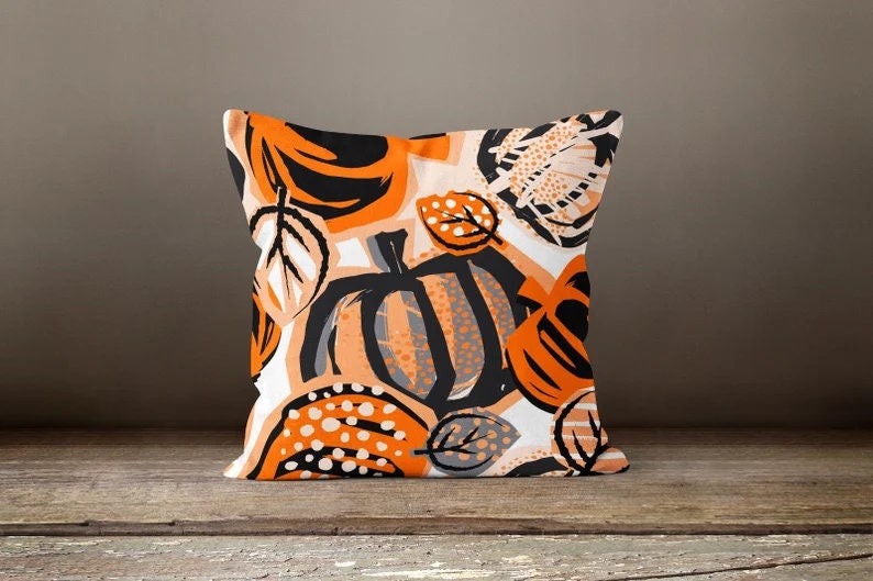 Autumn Dry Leaves & Pumpkin Cushion Covers