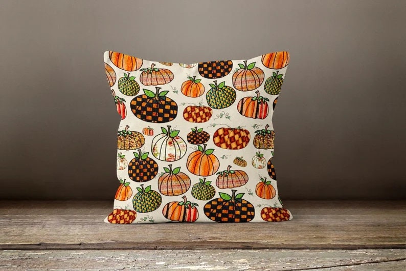 Autumn Dry Leaves & Pumpkin Cushion Covers