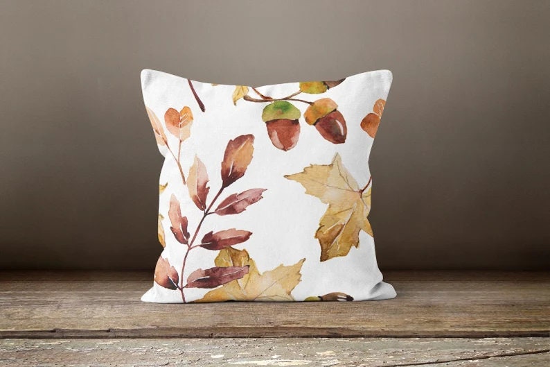 Yellow Leaves and Orange Pumpkin Fall Autumn Cushion Cover