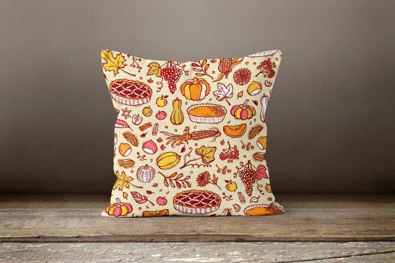 Yellow Leaves and Orange Pumpkin Fall Autumn Cushion Cover