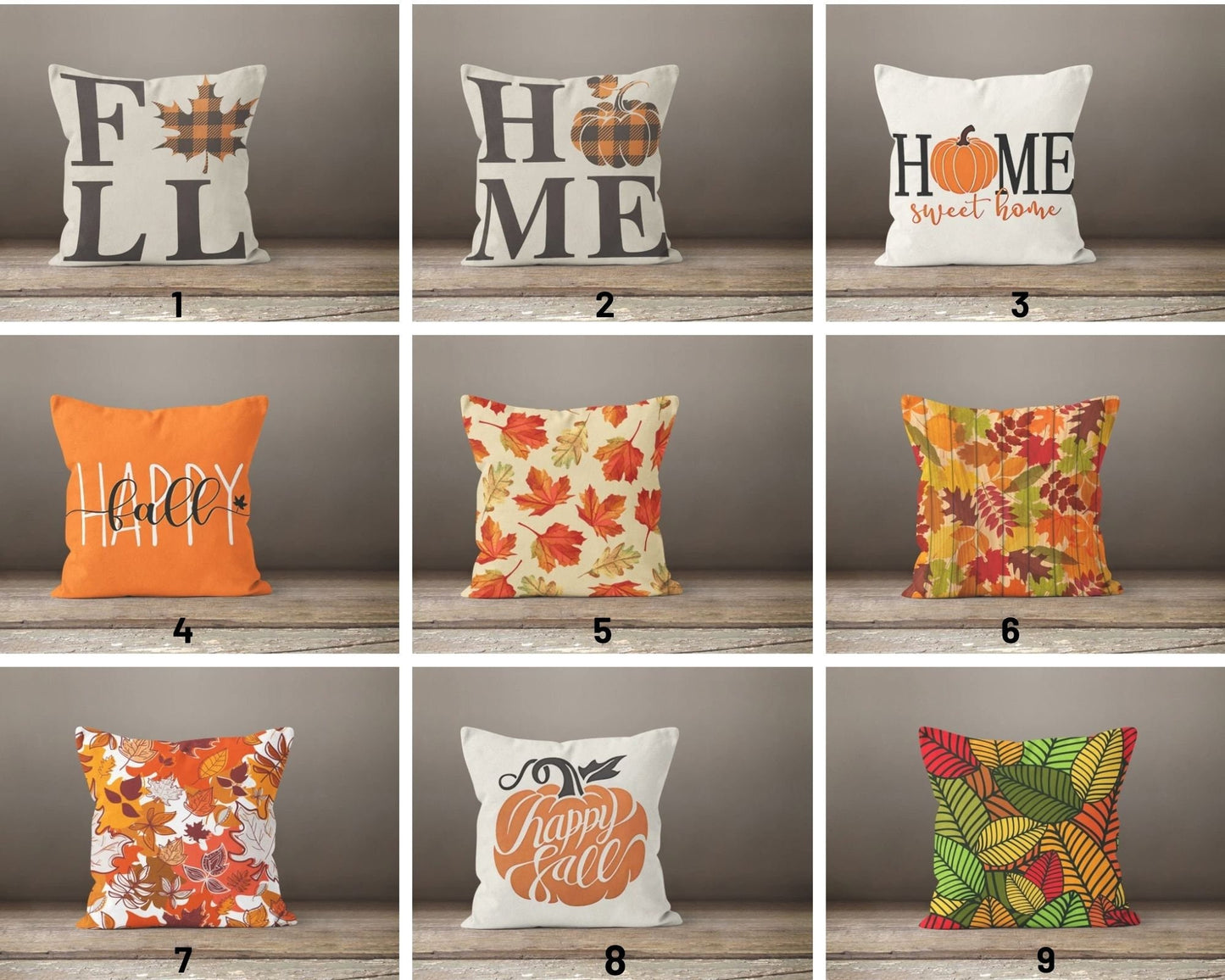 Fall Autumn Orange Yellow Dry Leaves Cushion Cover